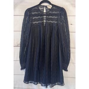 MILLY New York Size 4 Black Lace Long Sleeve Dress Classy Chic!